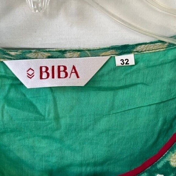 Biba Green Floral Kurta Dress Size 32 US Small - Picture 6 of 8